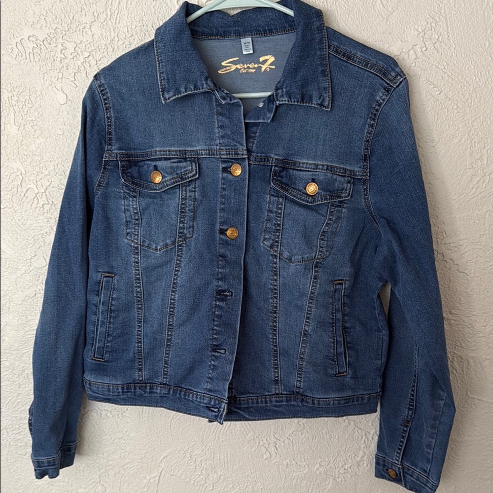 Seven7 Blue Jean Jacket Cropped Classic